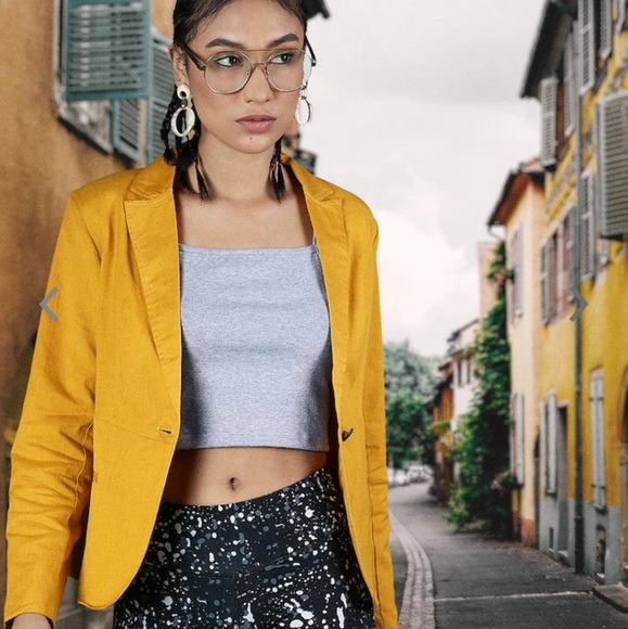 ❌❌sold❌❌Yellow single breasted blazer - Picture 2 of 2